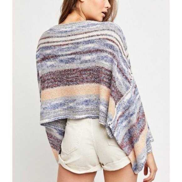 NWT Free People Multicolored Soft Knit Poncho Sweater | Boho Cottagecore Fairy S - Picture 4 of 6